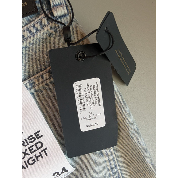 NWT Rag & Bone Shea High Rise Relax Straight Jeans Sz 34 Desiree Pearl #3B512 - Picture 10 of 13